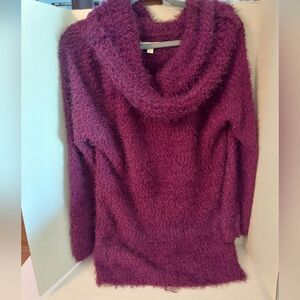 Lauren Conrad Cozy Fuzzy Maroon Cowl Neck Sweater Suze L. Preowned EUC